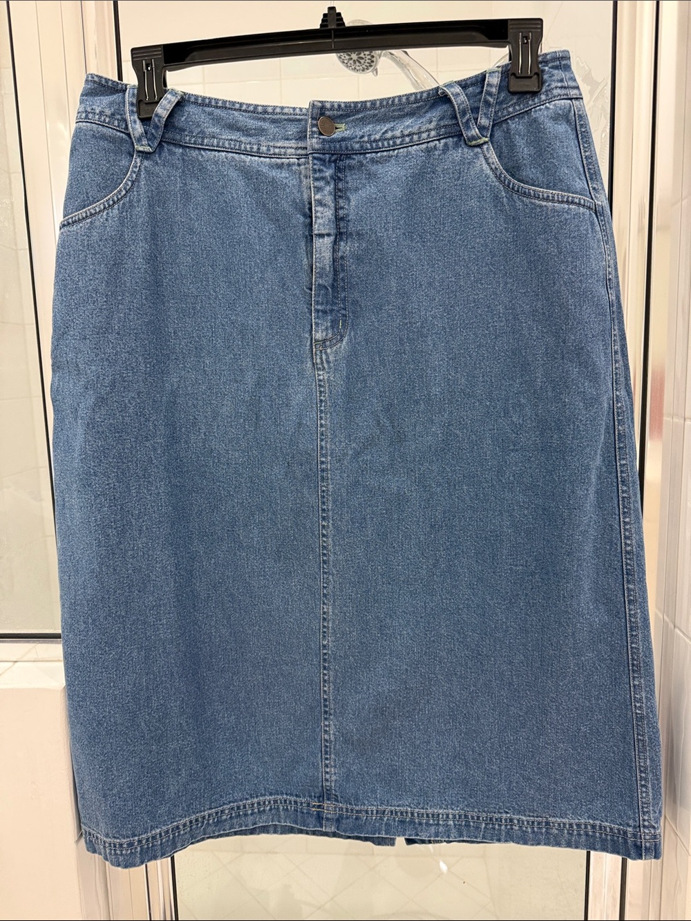 J.Jill Denim Midi Skirt 16T Tall Tencel Cotton Blue Jean A-Line 27” - Picture 2 of 7